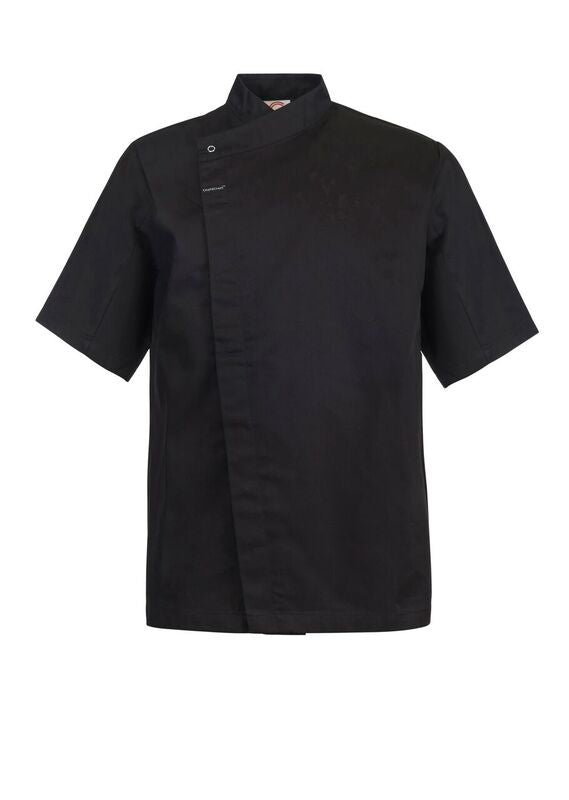 Short Sleeve Chefs Tunic with Concealed Front - Black
