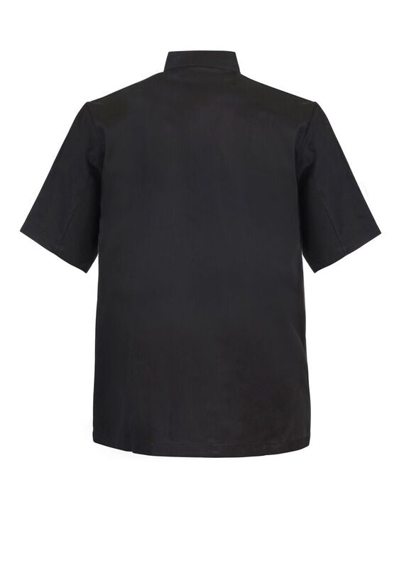 Short Sleeve Chefs Tunic with Concealed Front - Black