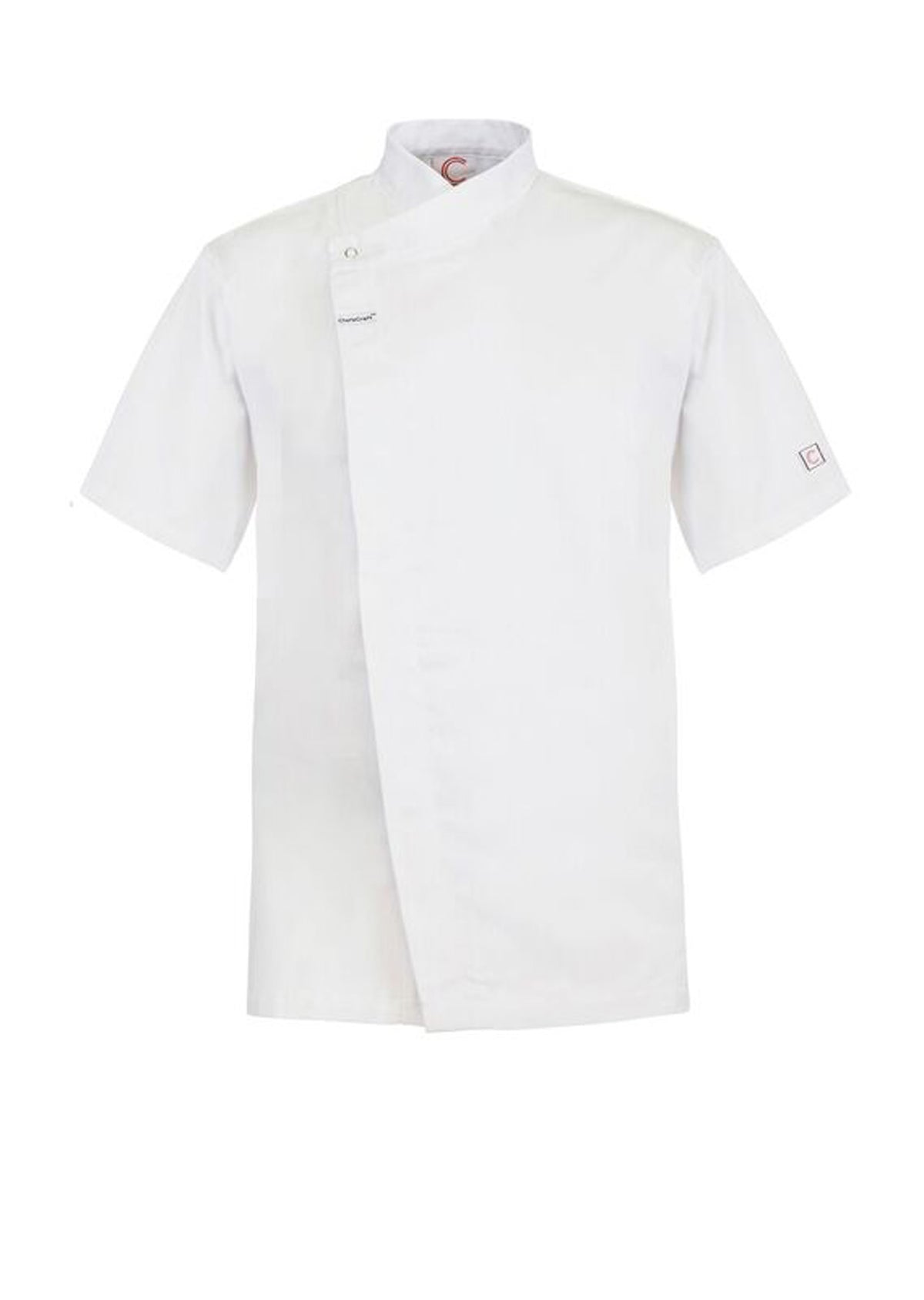 Short Sleeve Chefs Tunic with Concealed Front - White