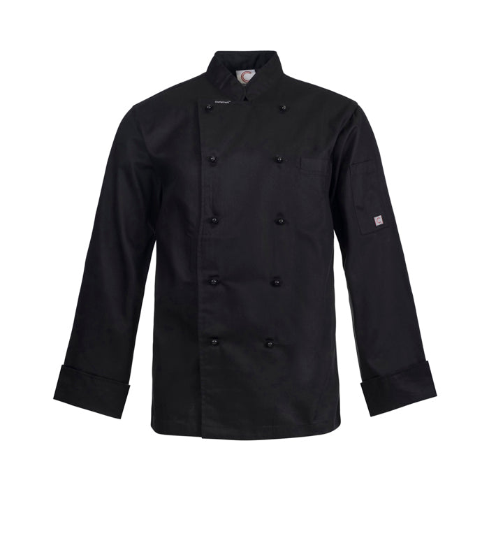 Lightweight Executive Long Sleeve Chefs Jacket - Black