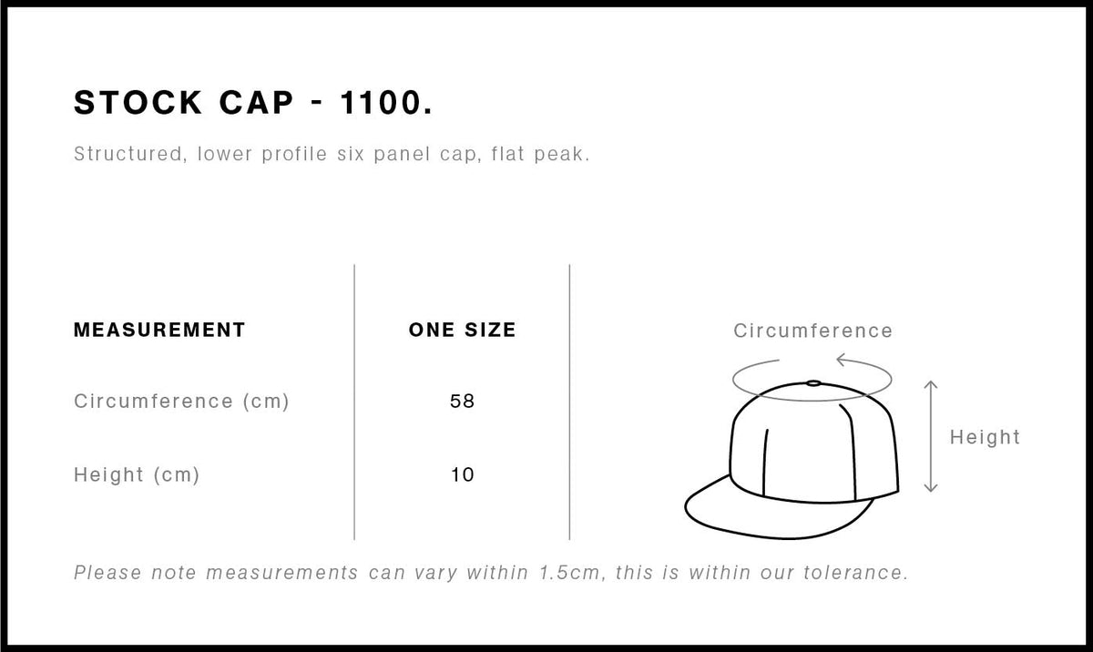Stock Cap 1100 - Size guide
