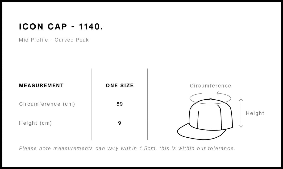 Icon Cap 1140 - Size guide