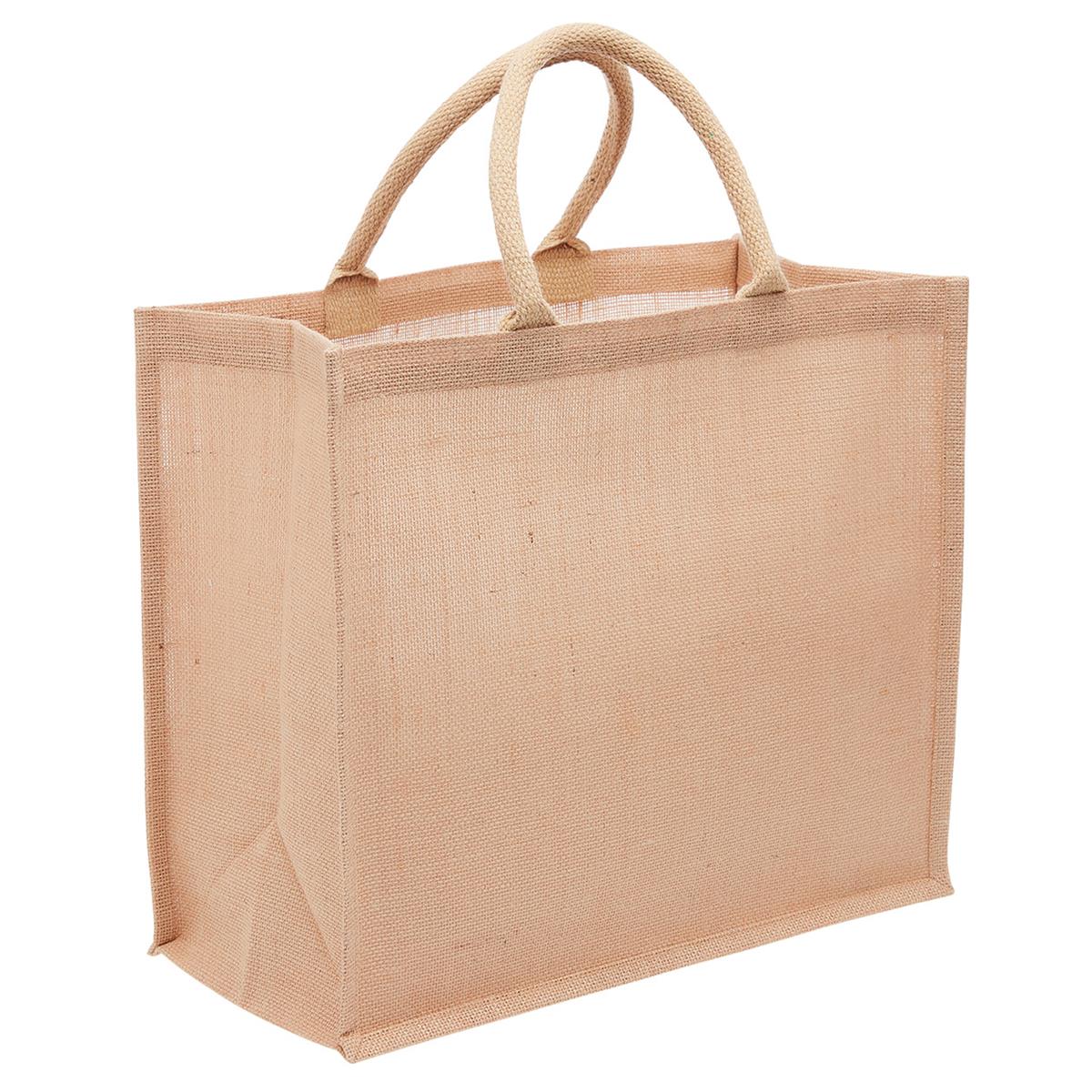Eco Jute Tote with wide gusset - Natural / Natural - Front
