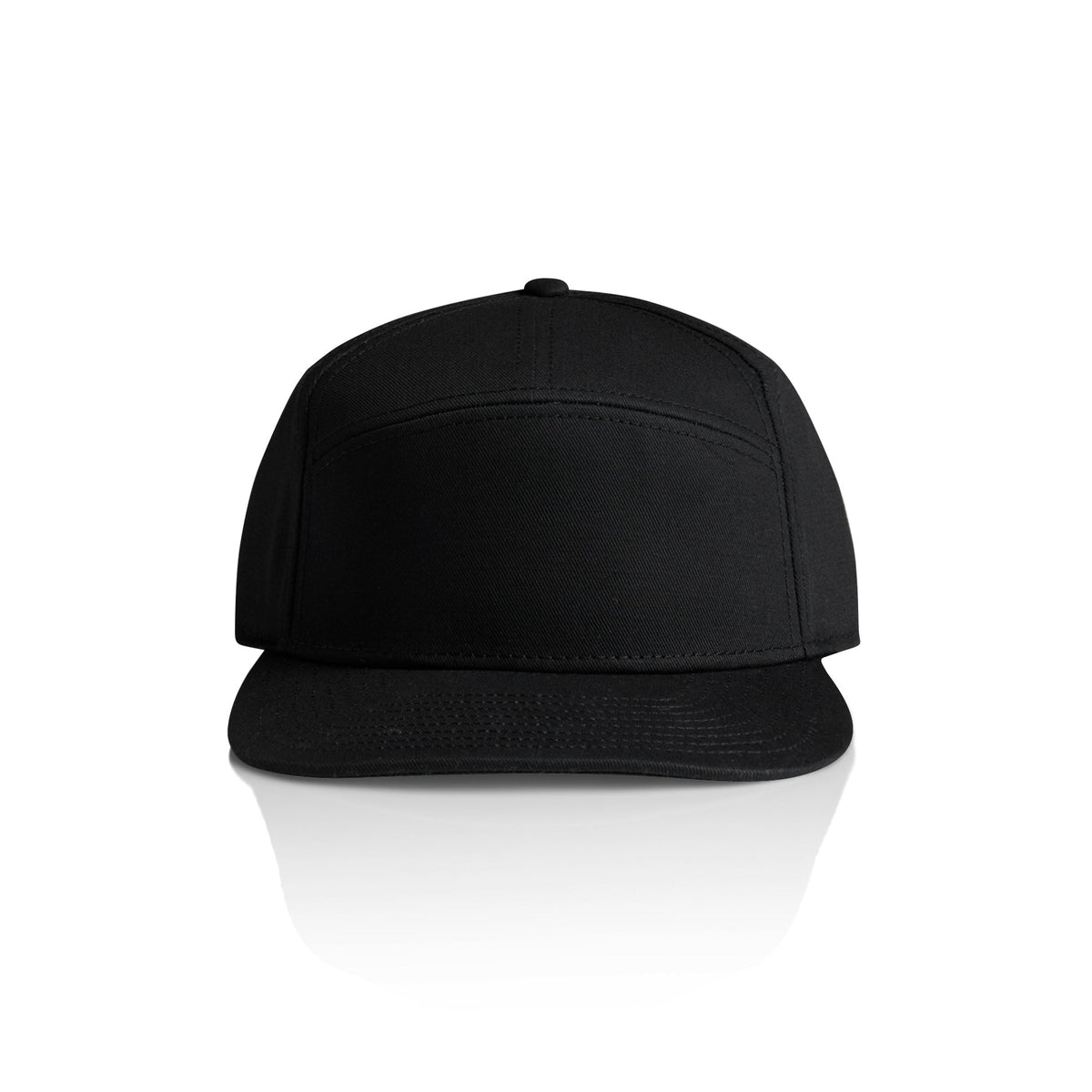 Stock 7-Panel Cap 1184 - Black - Front