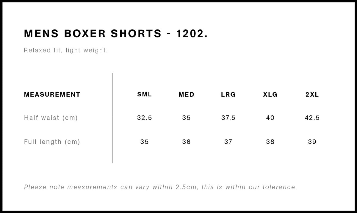 Boxer Shorts 1202S - Size guide
