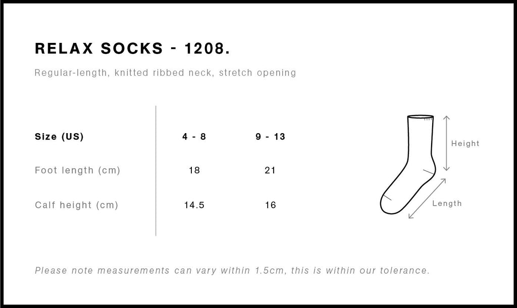 Relax Socks (2 Pairs) 1208 - Size guide