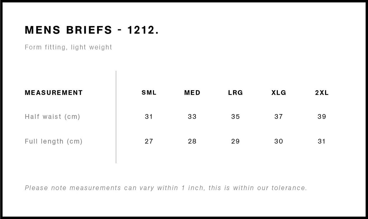 Briefs 1212 - Size guide