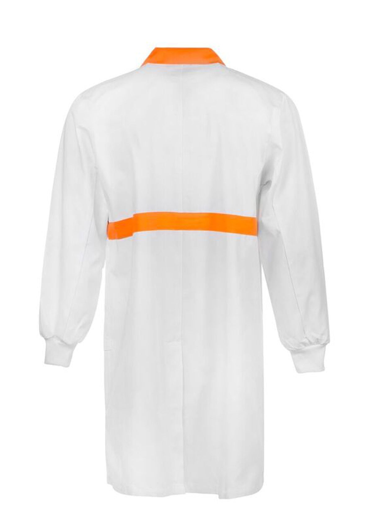 Long Sleeve Food Industry Dustcoat With Contrast Collar, Chestband And Internal Pockets - view