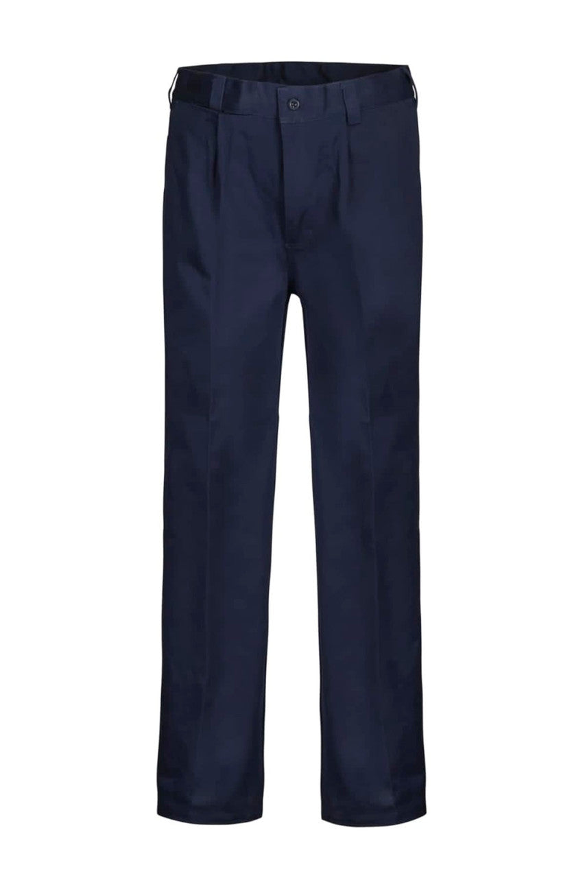 Single Pleat Cotton Pant - Navy