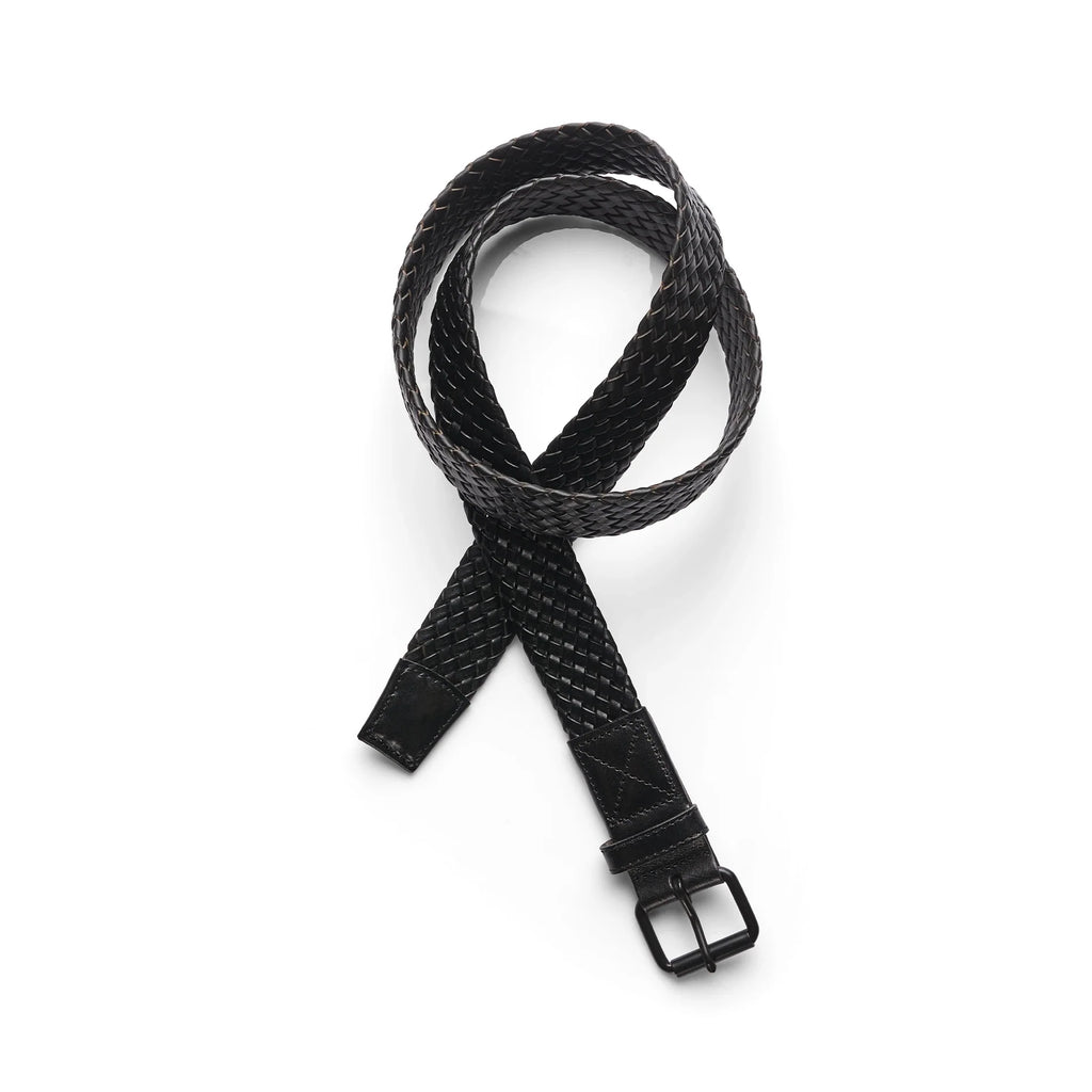 Braided Leather Belt 1405 - Black - Front