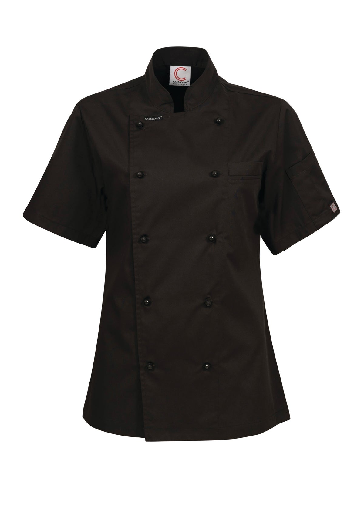 Women's Lightweight Executive Short Sleeve Chefs Jacket - Black