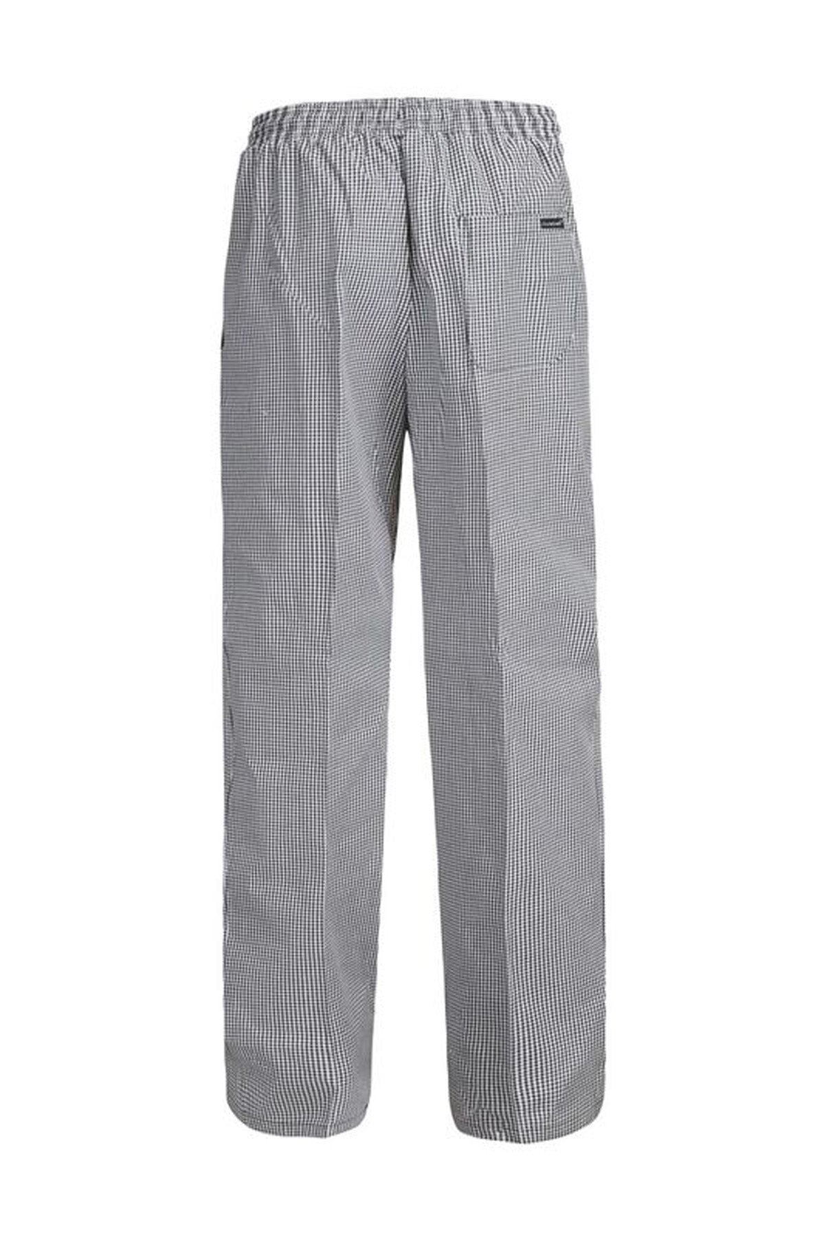 Unisex Chefs Check Elastic Drawstring Pants - Black/White Check