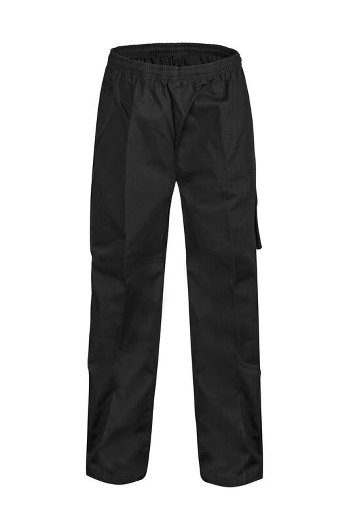 Unisex Chefs Elastic Drawstring Cargo Pants - Black
