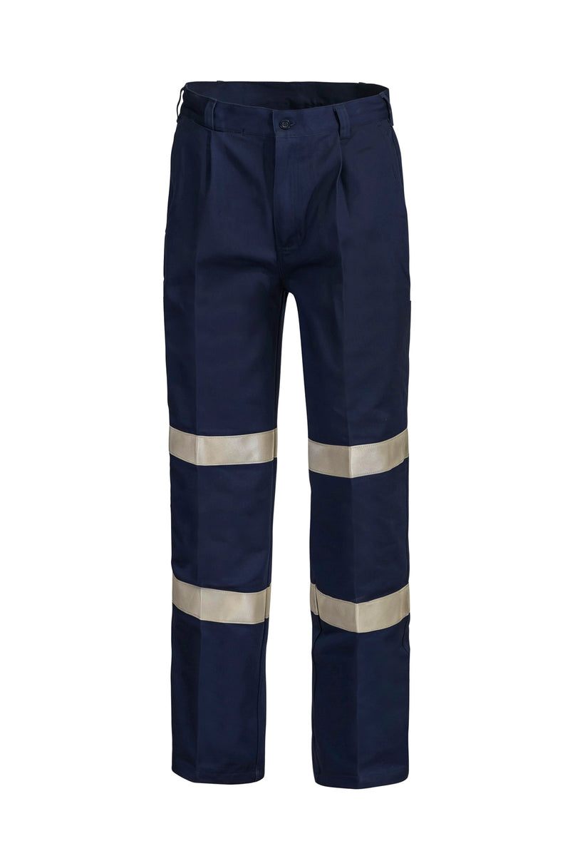 Reflective Single Pleat Cotton Drill Industrial Laundry Trouser