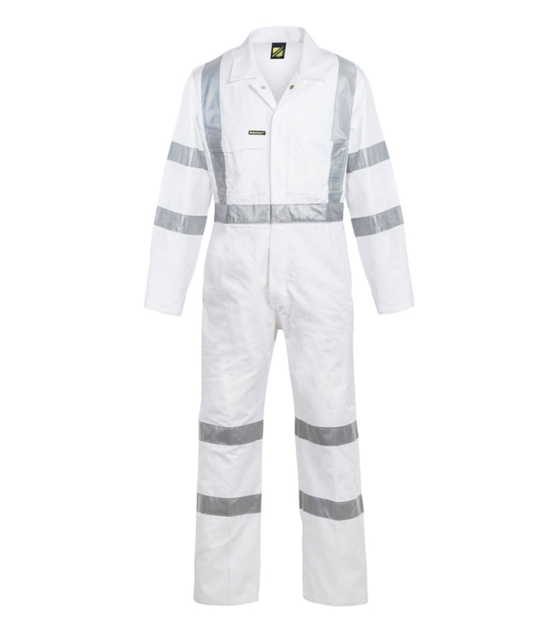 Hi Vis Cotton Drill Reflective Coverall With X Pattern – Night Use Only