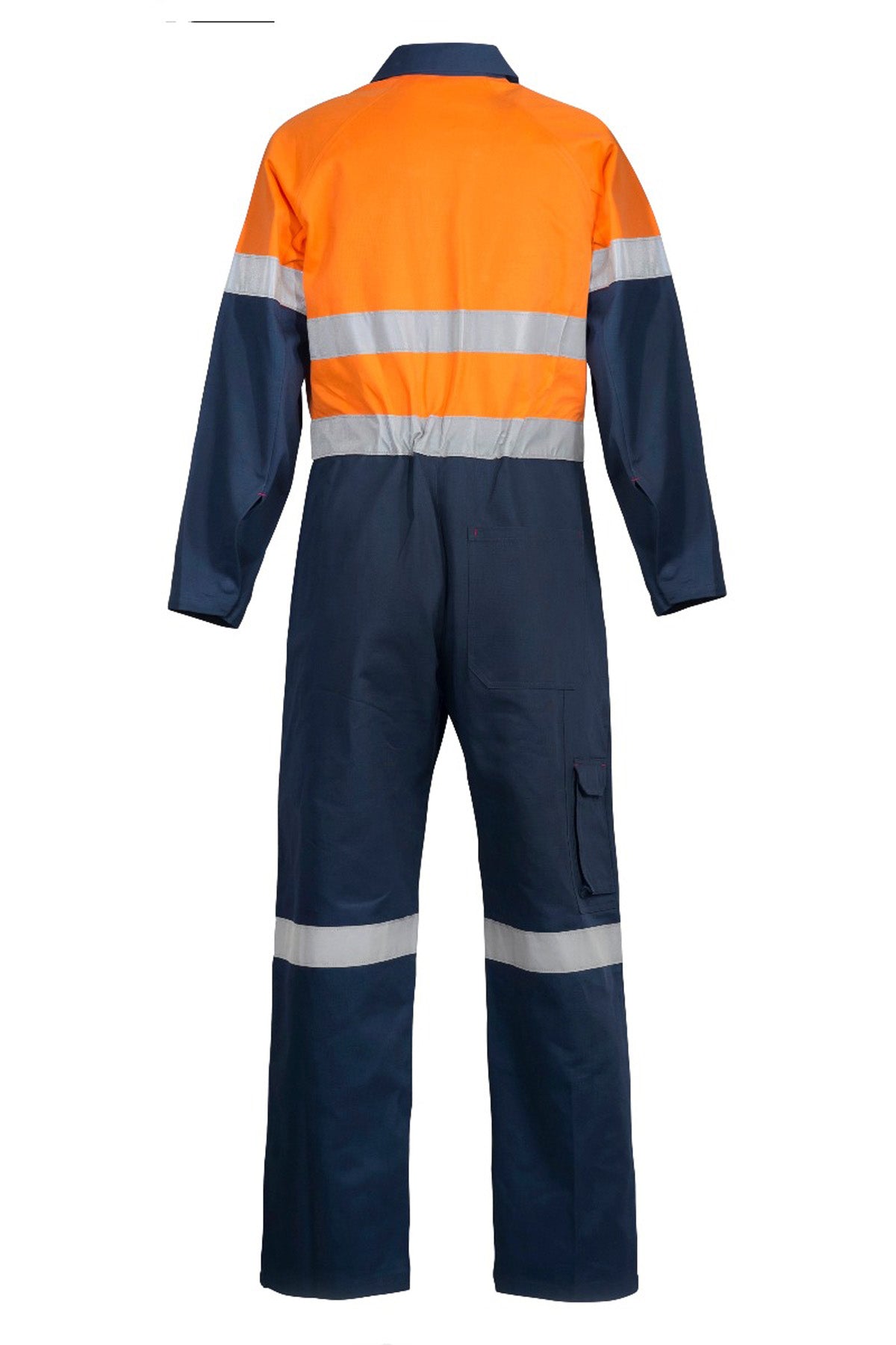 Hi Vis Cotton Drill Reflective Coveralls - Orange/Navy - View