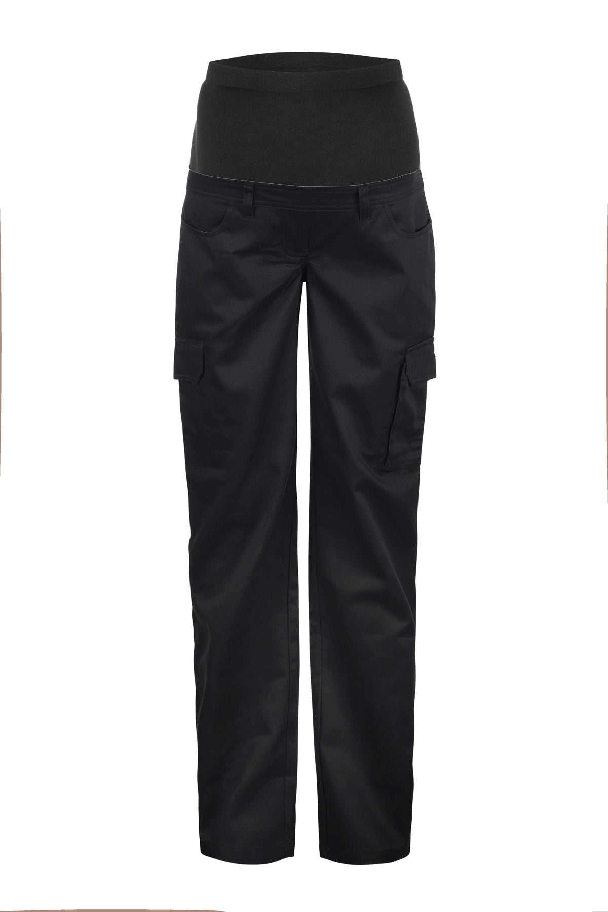Maternity Cargo Cotton Drill Trouser - Black - Front