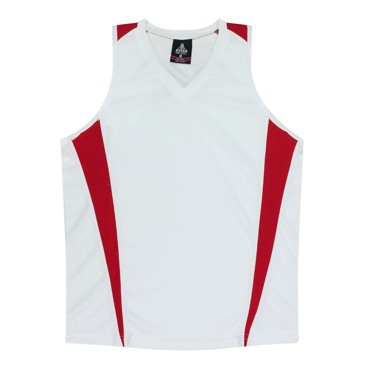 Aussie Pacific Eureka Ladies Singlet 2104 - White/Red