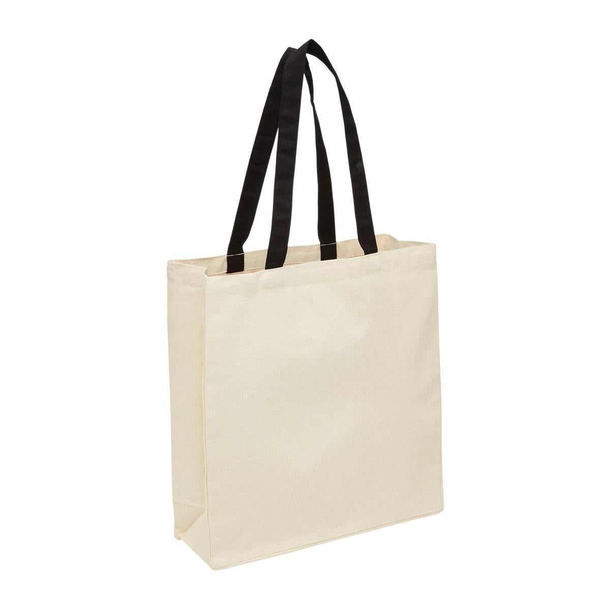 Heavy Duty Canvas Tote with Gusset - Natural / Black - Front