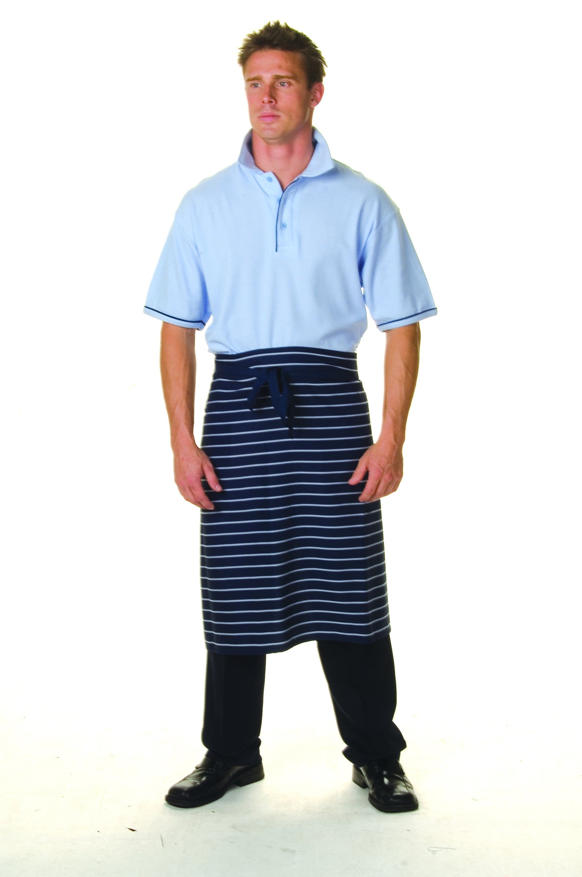 DNC Workwear Pinstripe 3/4 Apron - No Pocket 2336