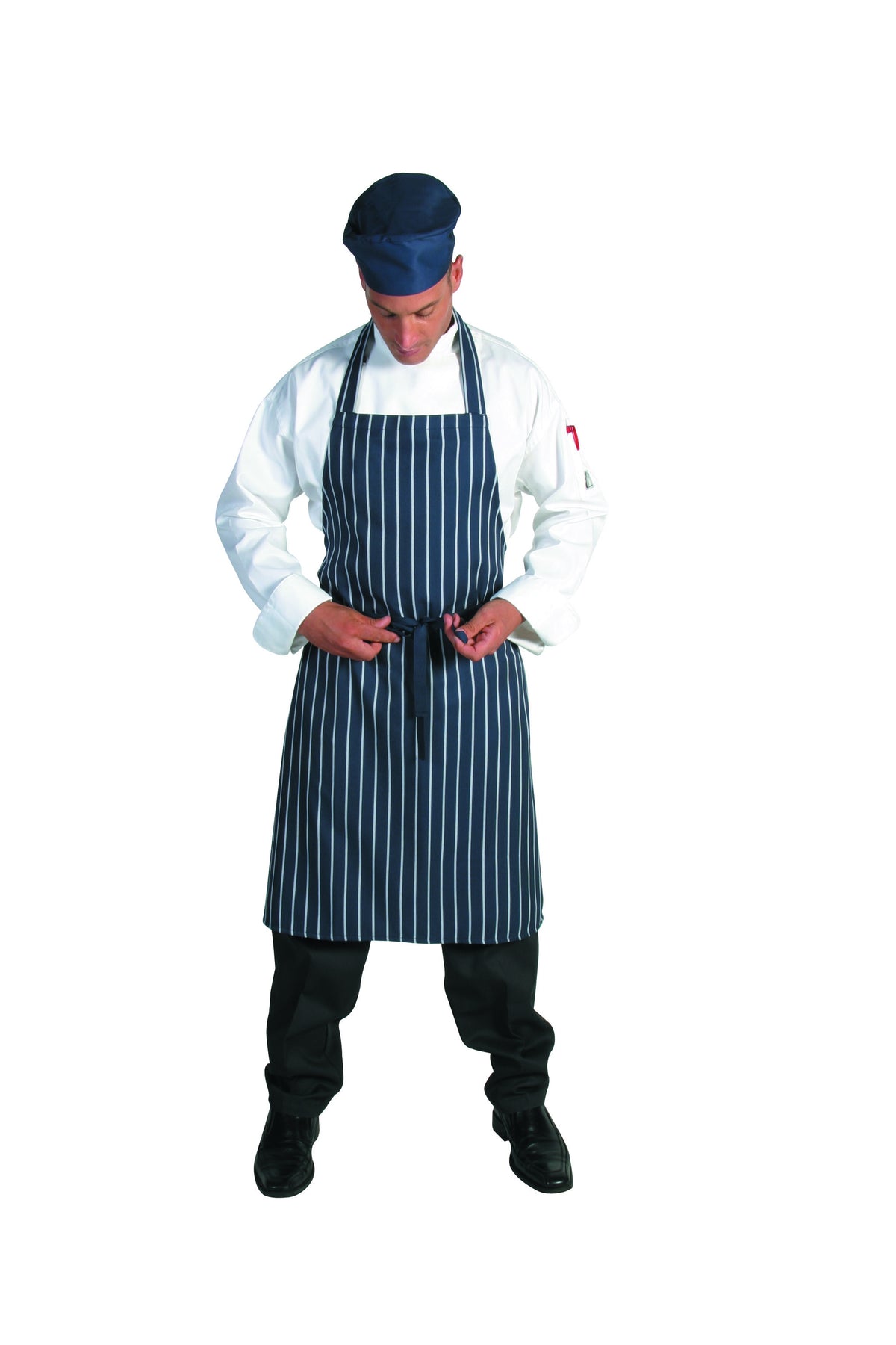 DNC Workwear Pinstripe Full Bib Apron - No Pocket 2536