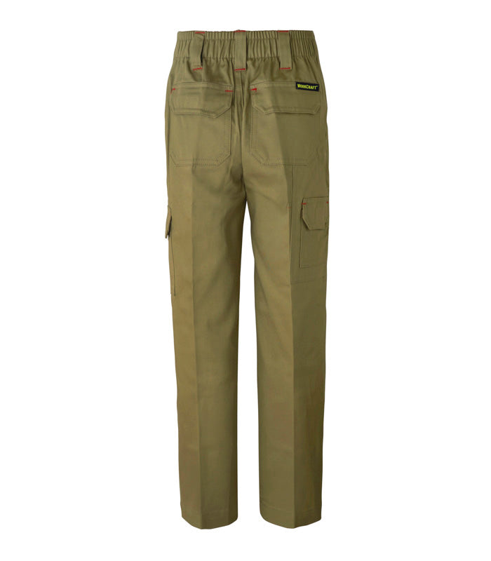 Kids Midweight Cargo Cotton Drill Trouser - Khakhi - View
