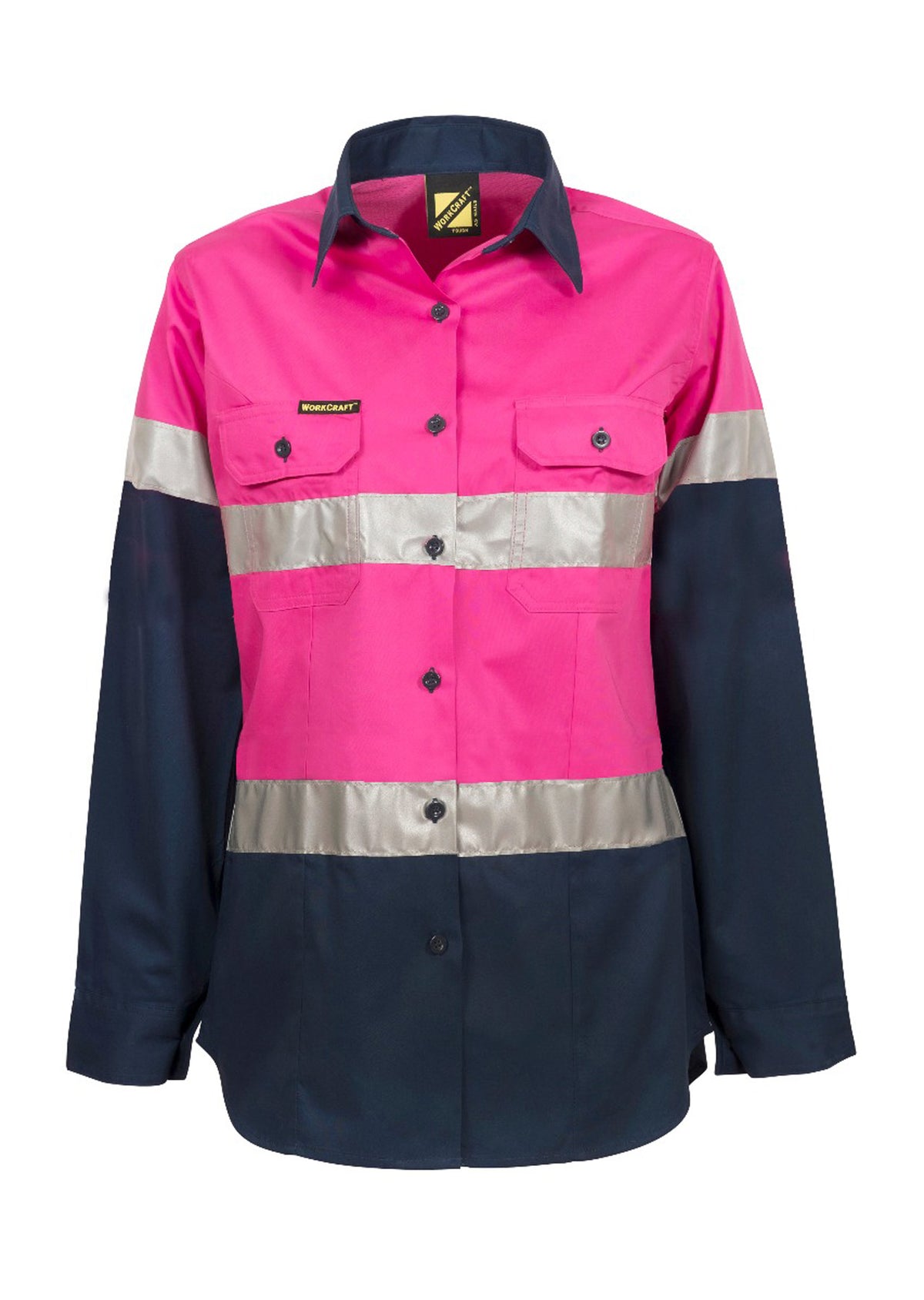 Ladies Lightweight Hi Vis Long Sleeve Vented Reflective Cotton Drill Shirt – Night Use Only