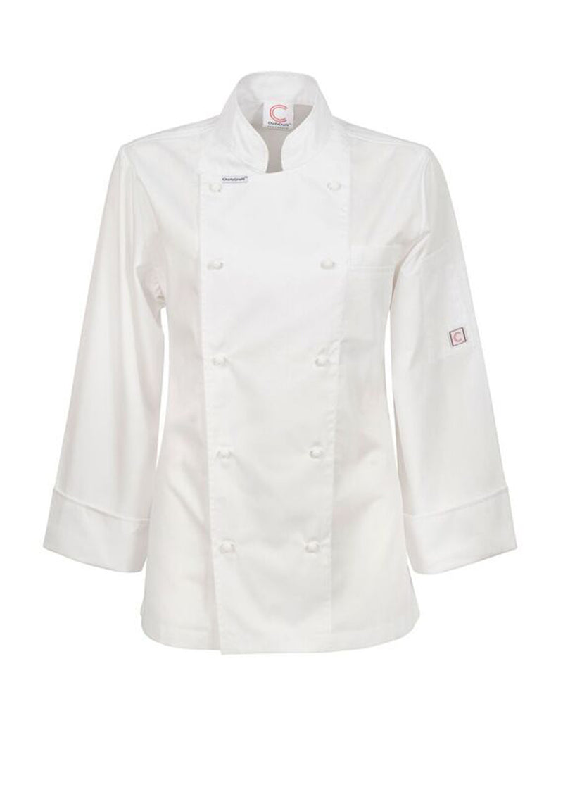 Women's Lightweight Executive Long Sleeve Chefs Jacket - White