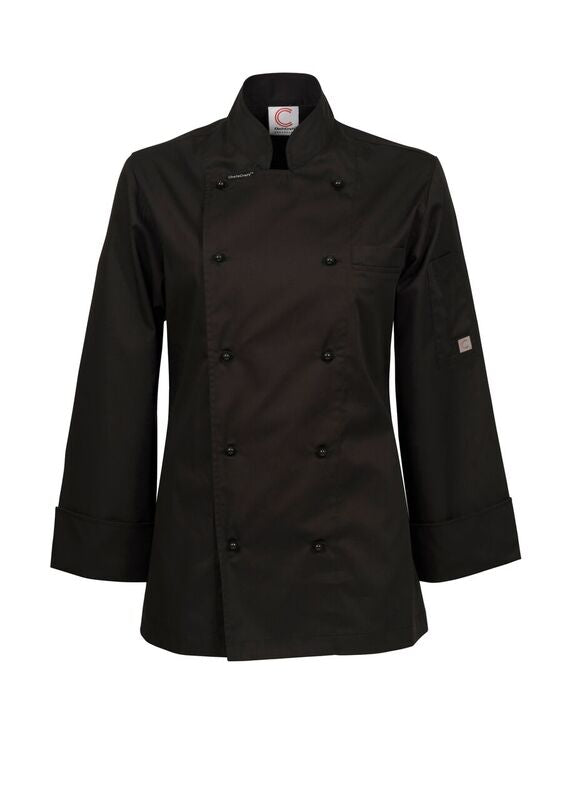 Women's Lightweight Executive Long Sleeve Chefs Jacket - Black