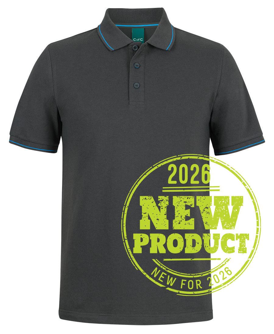 C of C Classic Polo - Gunmetal/Aqua - Front
