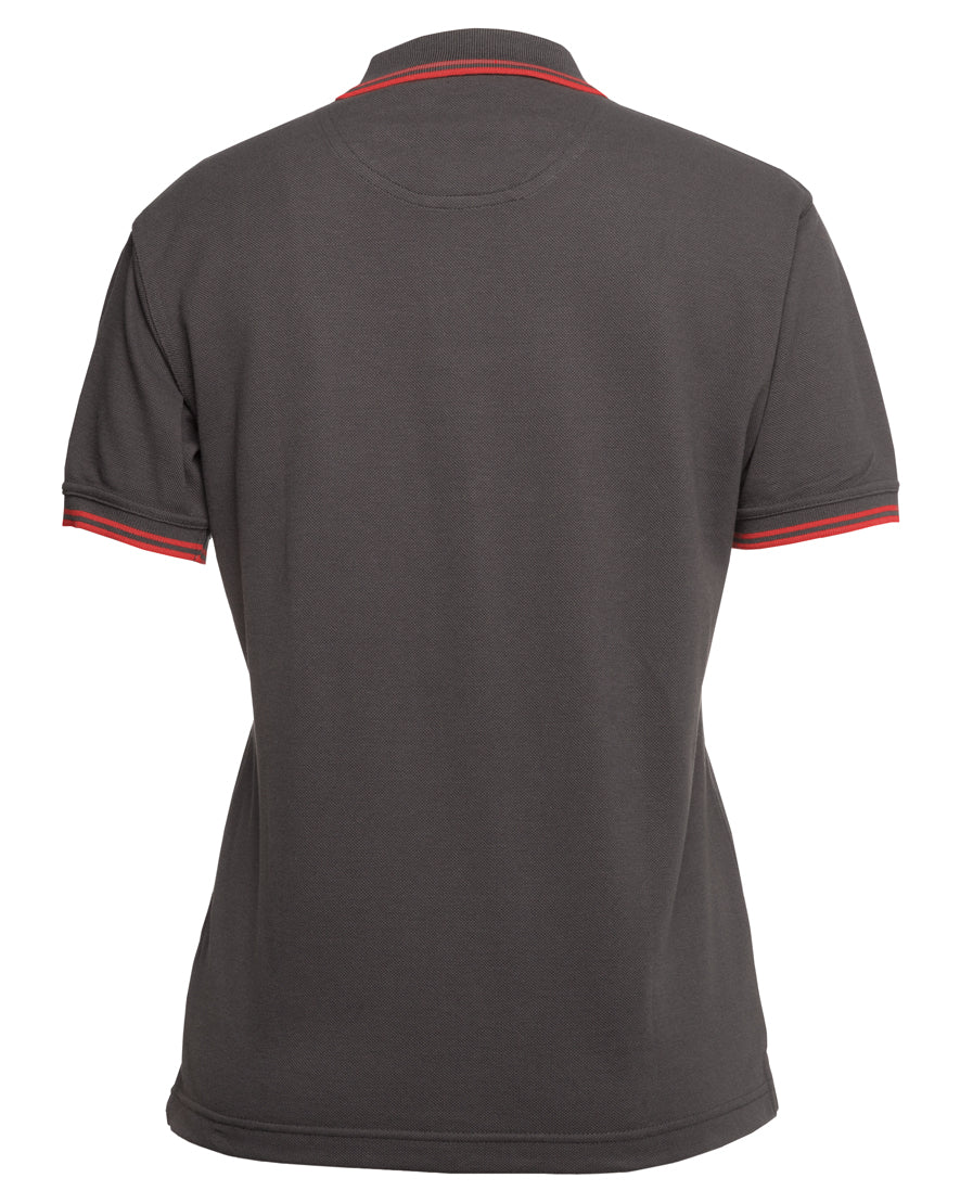 JB's Ladies Contrast Polo - Gunmetal/Red - Back