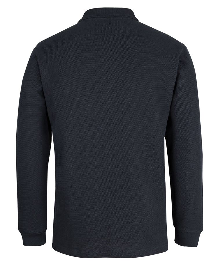 C of C 320g L/S Popcorn Cotton Polo - Black - Back