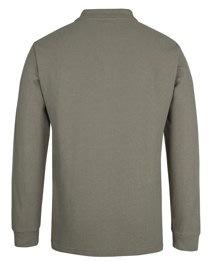 C of C 320g L/S Popcorn Cotton Polo - Slate - Back
