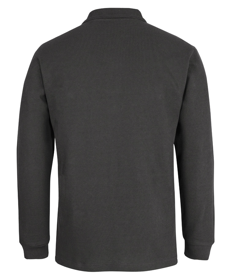 C of C 320g L/S Popcorn Cotton Polo - Gunmetal - Back