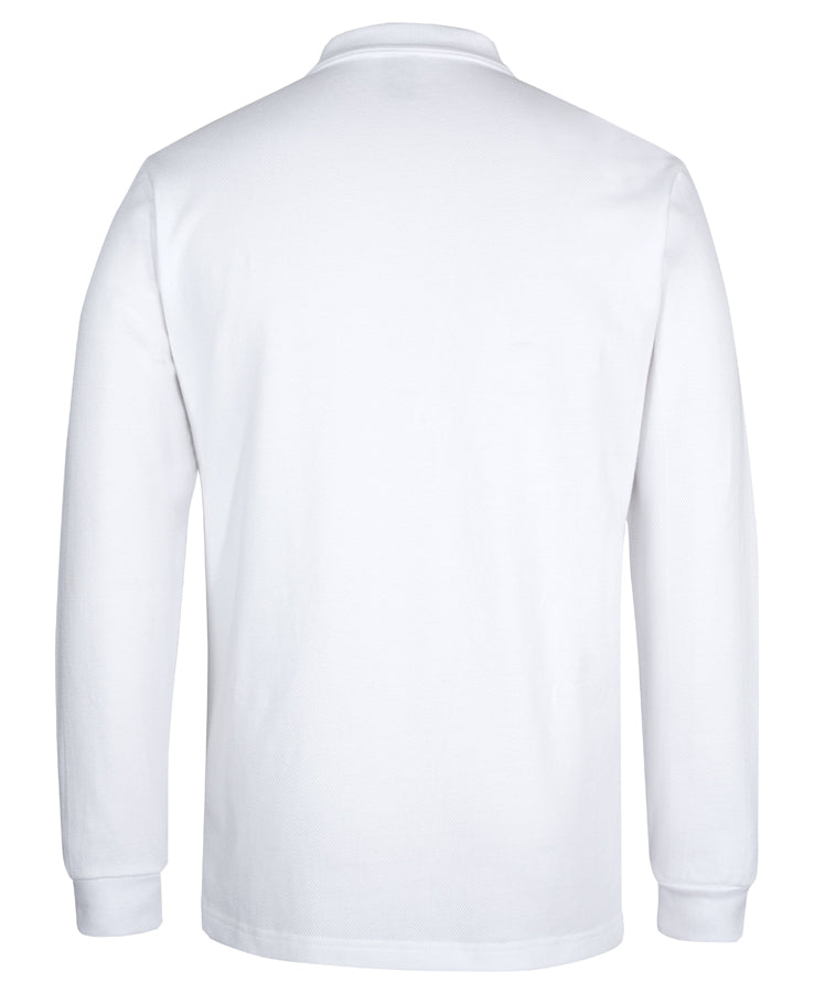 C of C 320g L/S Popcorn Cotton Polo - White - Back