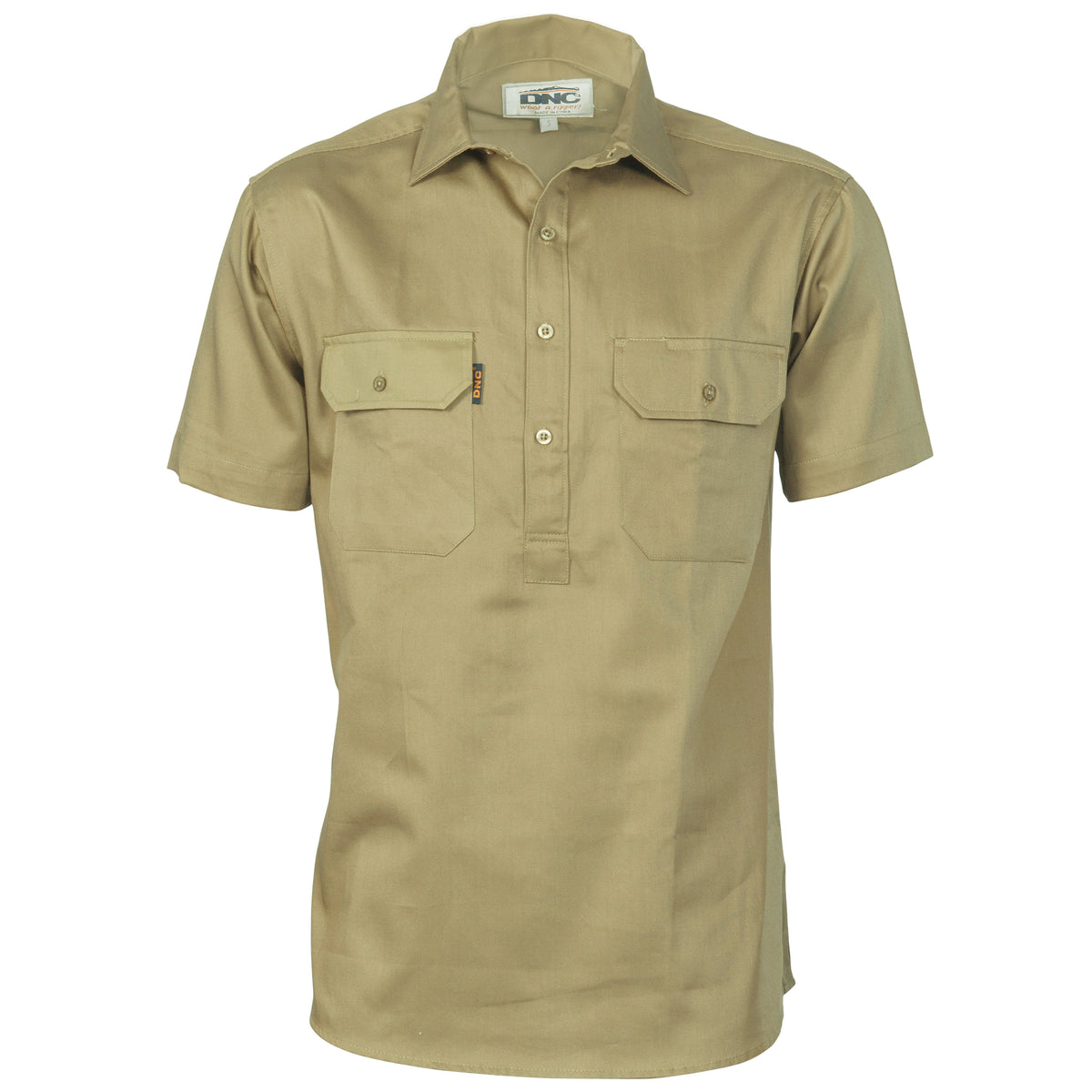 DNC Workwear Cotton Drill Close Front Work Shirt - Short Sleeve 3203
