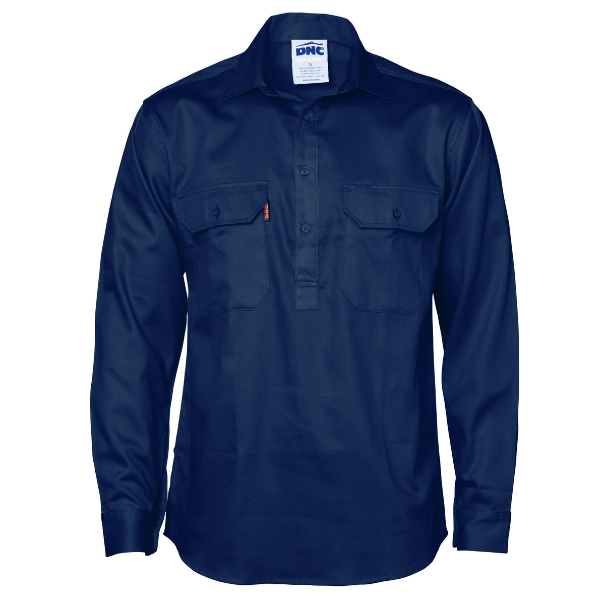 DNC Workwear Close Front Cotton Drill Shirt - Long Sleeve 3204