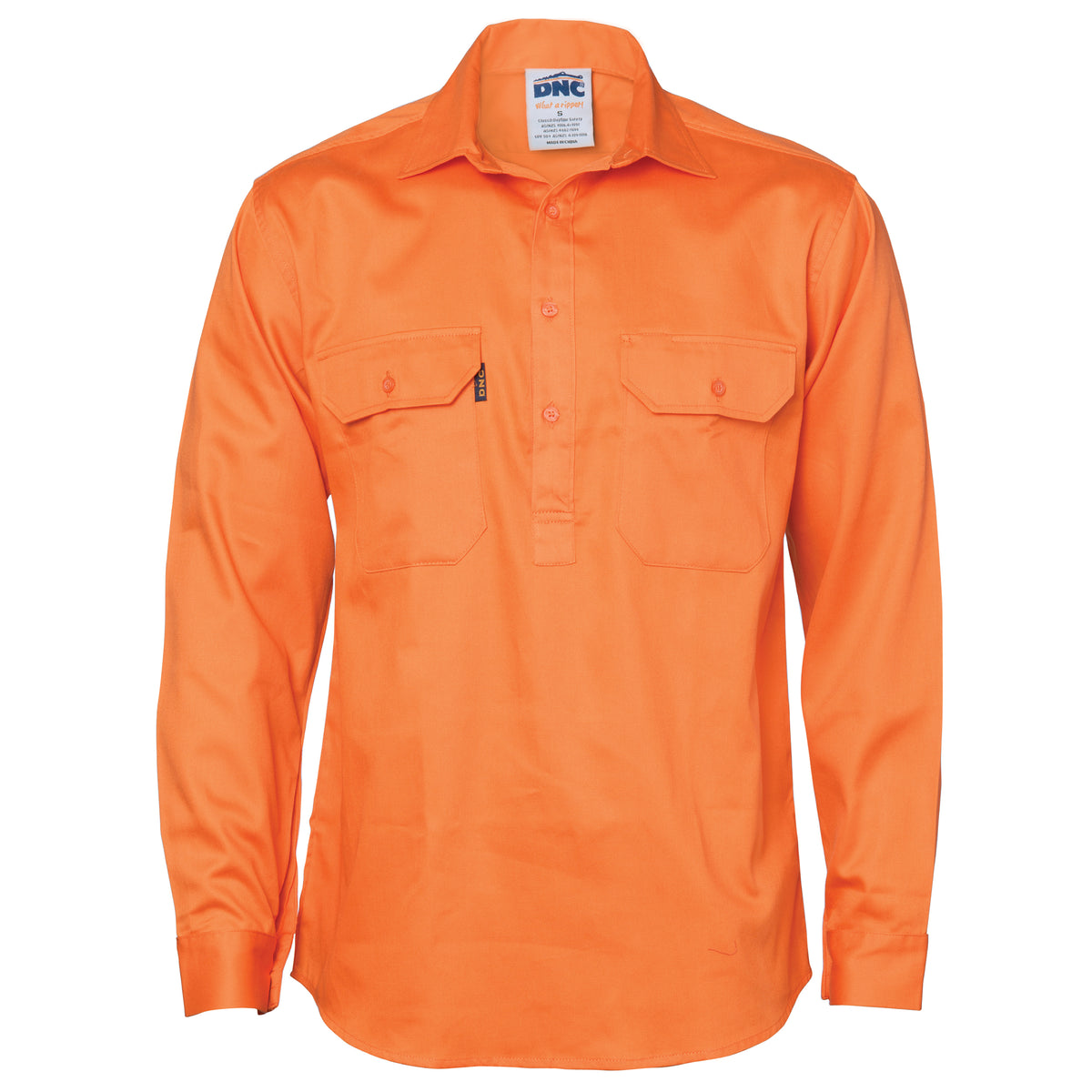 DNC Workwear Close Front Cotton Drill Shirt - Long Sleeve 3204