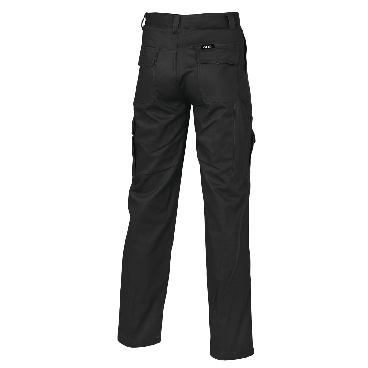 Cotton Drill Cargo Pants - Black - Back