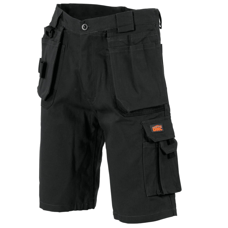 DNC Workwear Duratex Cotton Duck Weave Tradies Cargo Shorts with Twin Holster Tool Pocket 3336