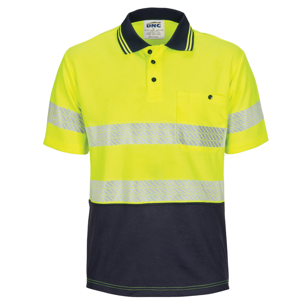 DNC Workwear HiVis Segment Taped Micromesh Polo - Short Sleeve 3511
