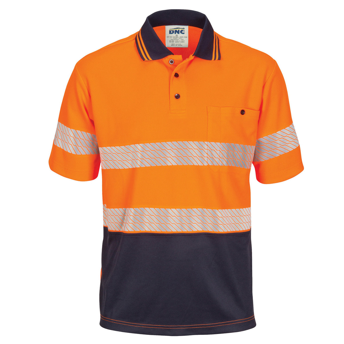 DNC Workwear HiVis Segment Taped Micromesh Polo - Short Sleeve 3511