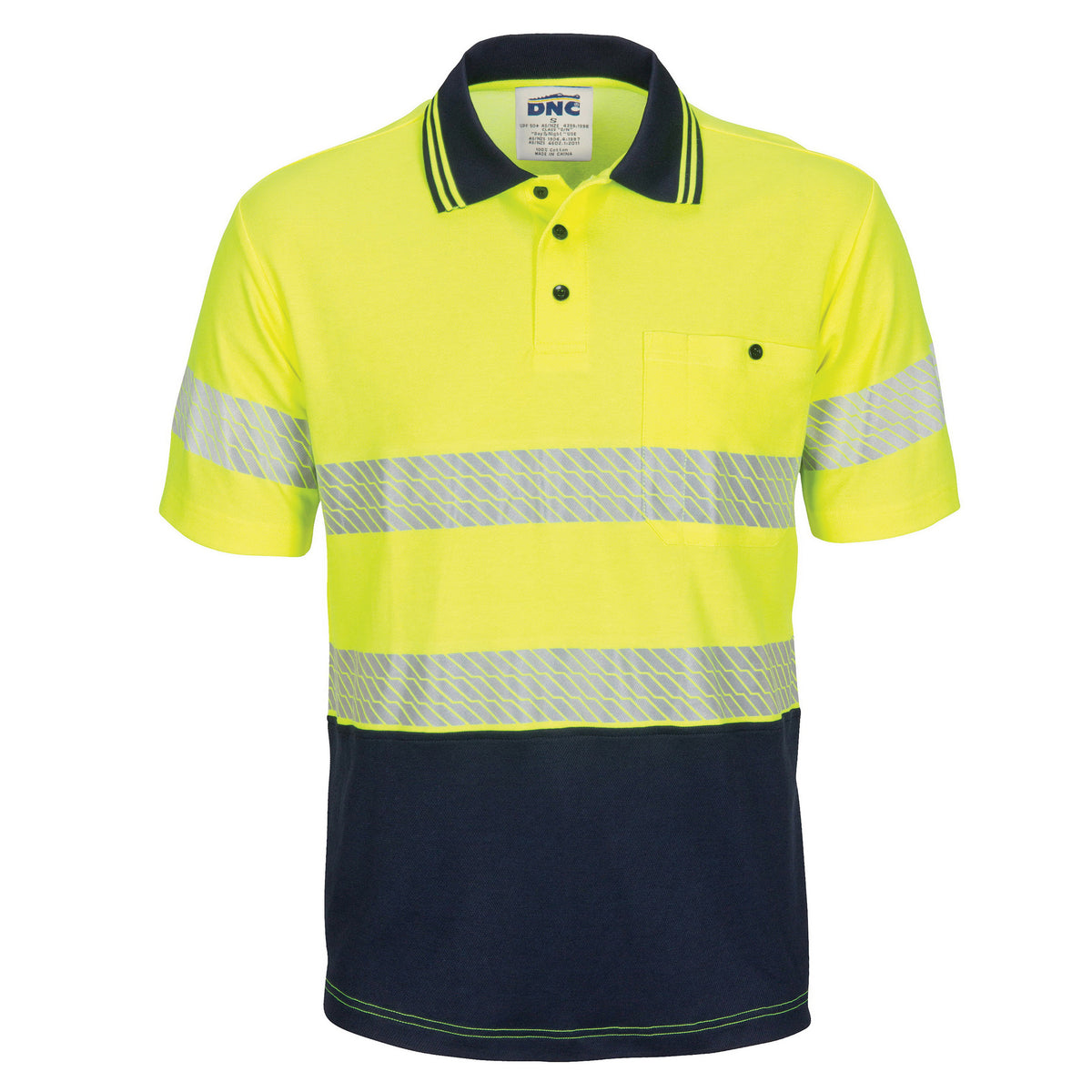 DNC Workwear HIVIS Segment Taped Cotton Backed Polo - Short Sleeve 3517