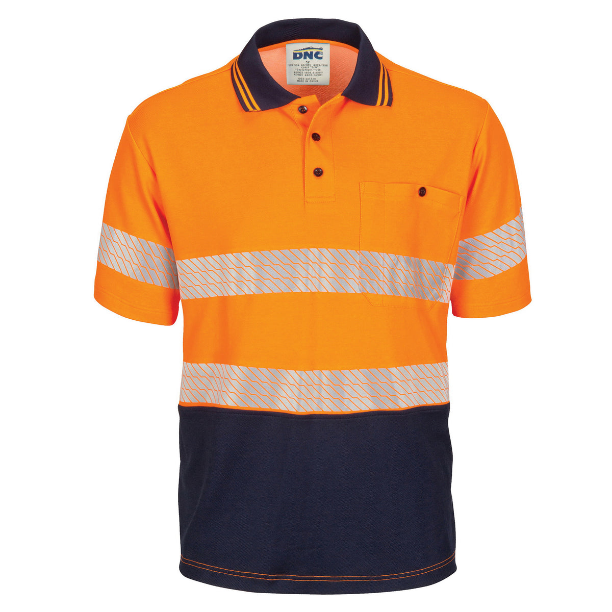 DNC Workwear HIVIS Segment Taped Cotton Backed Polo - Short Sleeve 3517