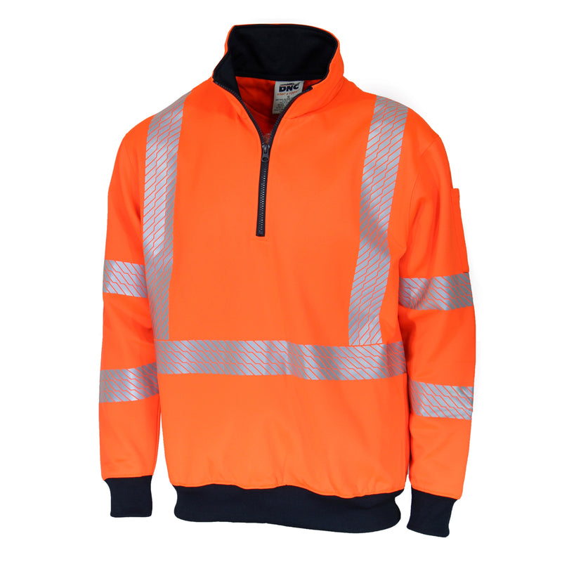 DNC Workwear HiVis Segmented Tape "X" Back 1/2 Zip Jumper 3533