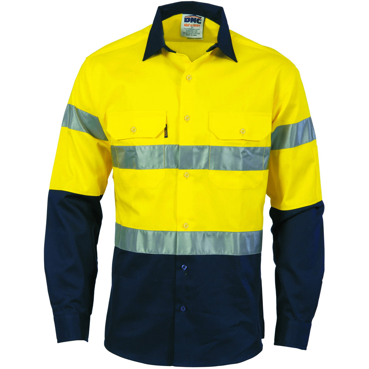 DNC Workwear HiVis D/N Two Tone Drill Shirt with CSR R/Tape 3536