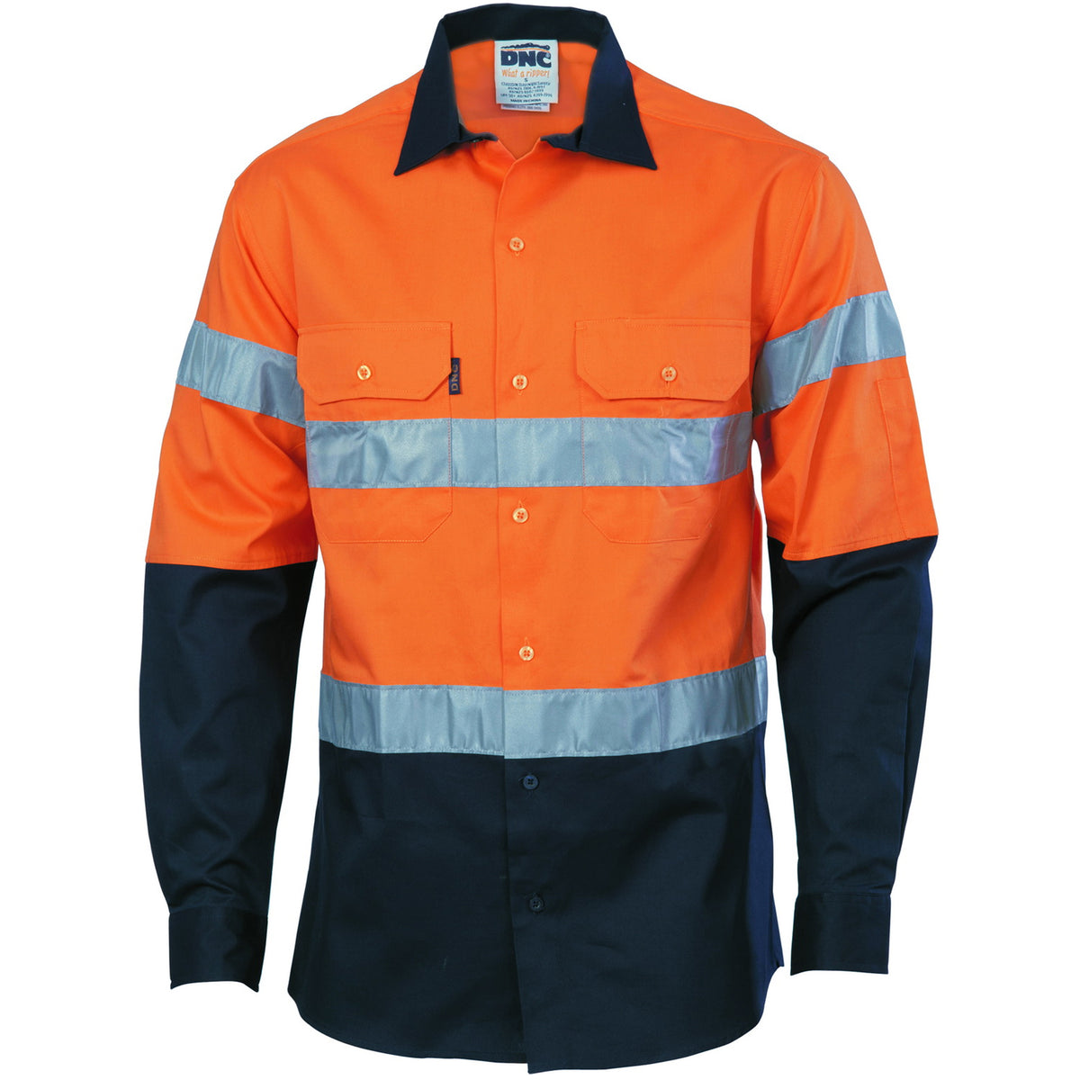 DNC Workwear HiVis D/N Two Tone Drill Shirt with CSR R/Tape 3536