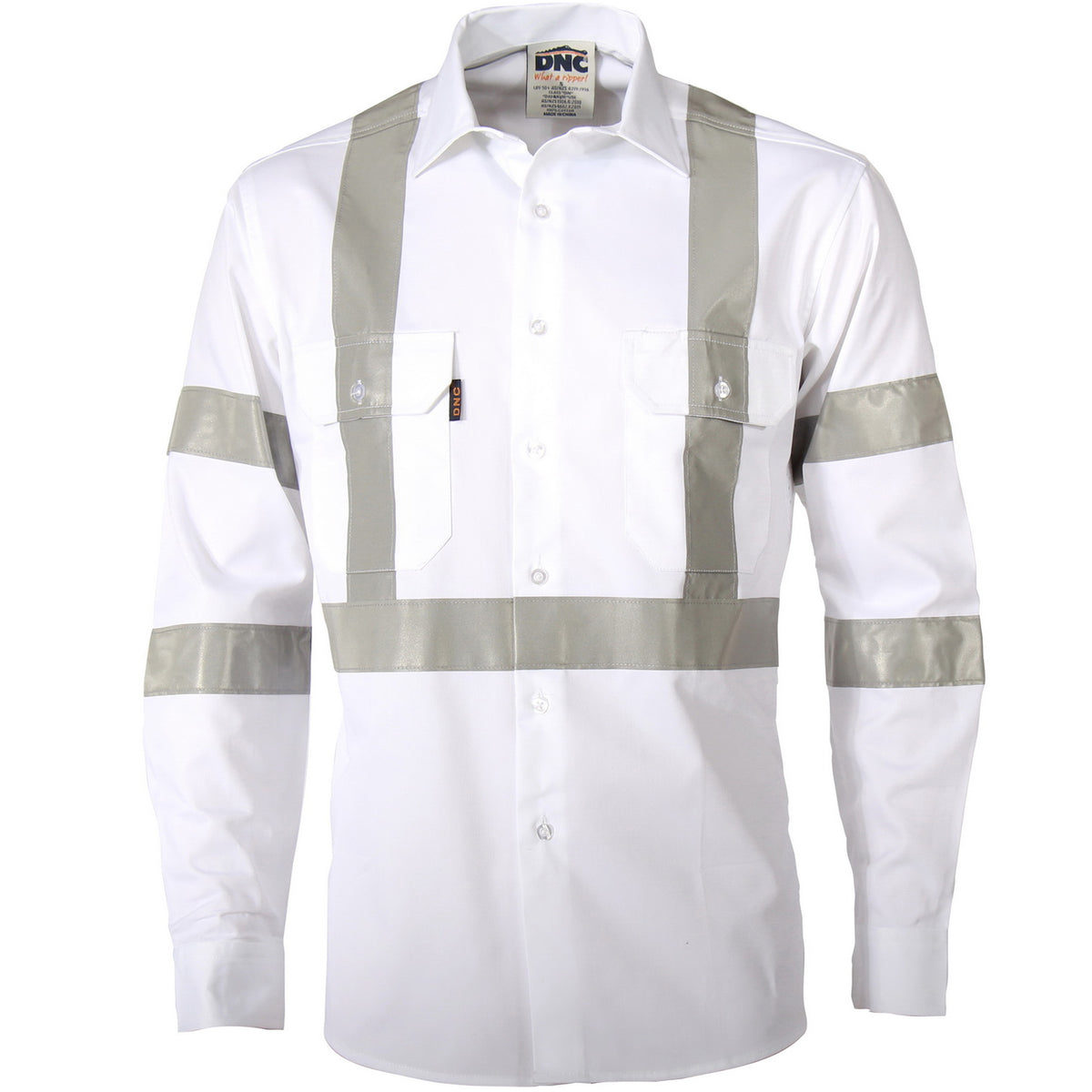 DNC Workwear RTA Night Worker White Shirt with CSR R/Tape 3537