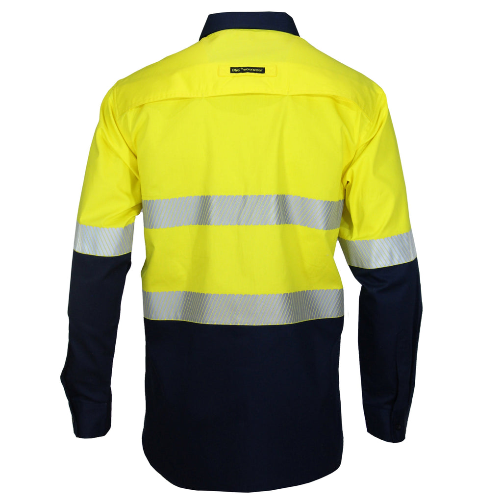 HiVis Two Tone Segmented Tape Coolight Shirt - Yellow/Navy - Back