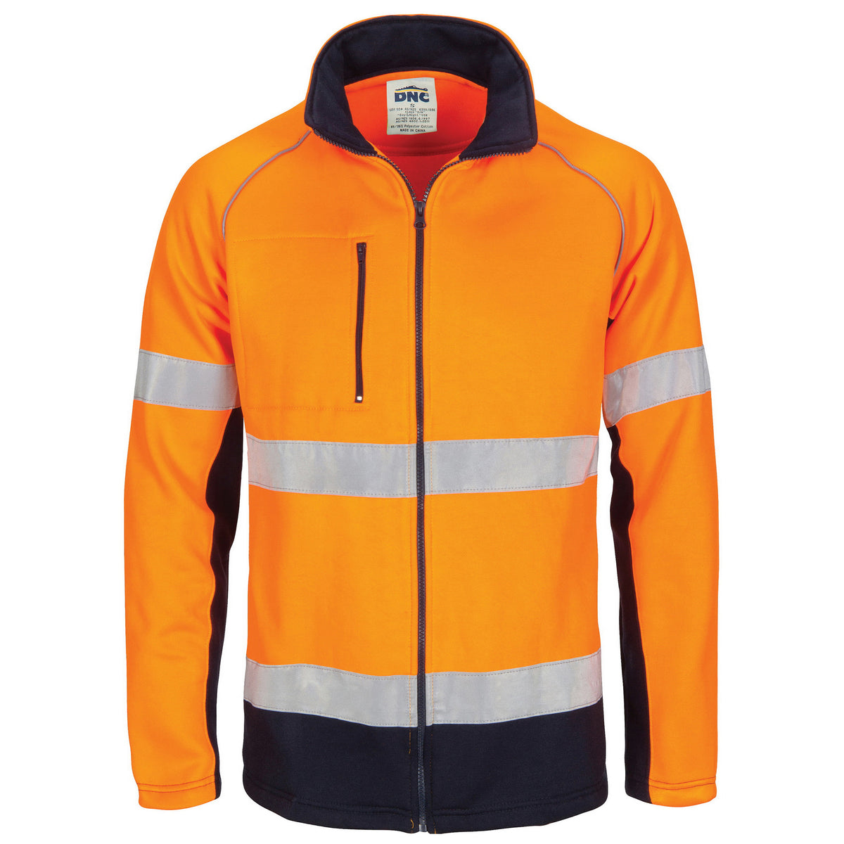 DNC Workwear HiVis Two Tone Full Zip Fleecy Sweatshirt CSR R/Tape 3726